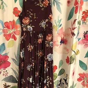 Burgundy floral maxi dress